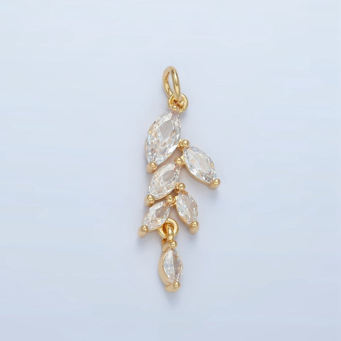 24K Gold Filled Clear CZ Marquise Leaf Charm | X285