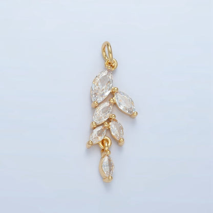 24K Gold Filled Clear CZ Marquise Leaf Charm | X285