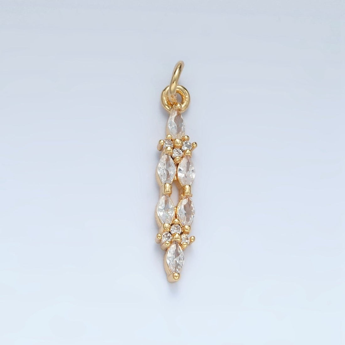 24K Gold Filled Clear CZ Marquise Linear Charm | M018