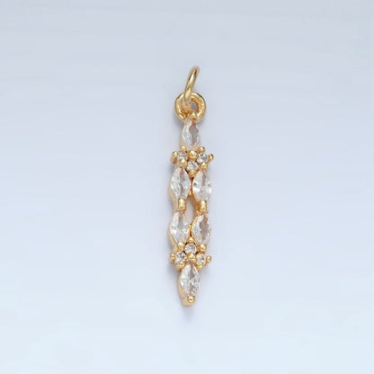 24K Gold Filled Clear CZ Marquise Linear Charm | M018