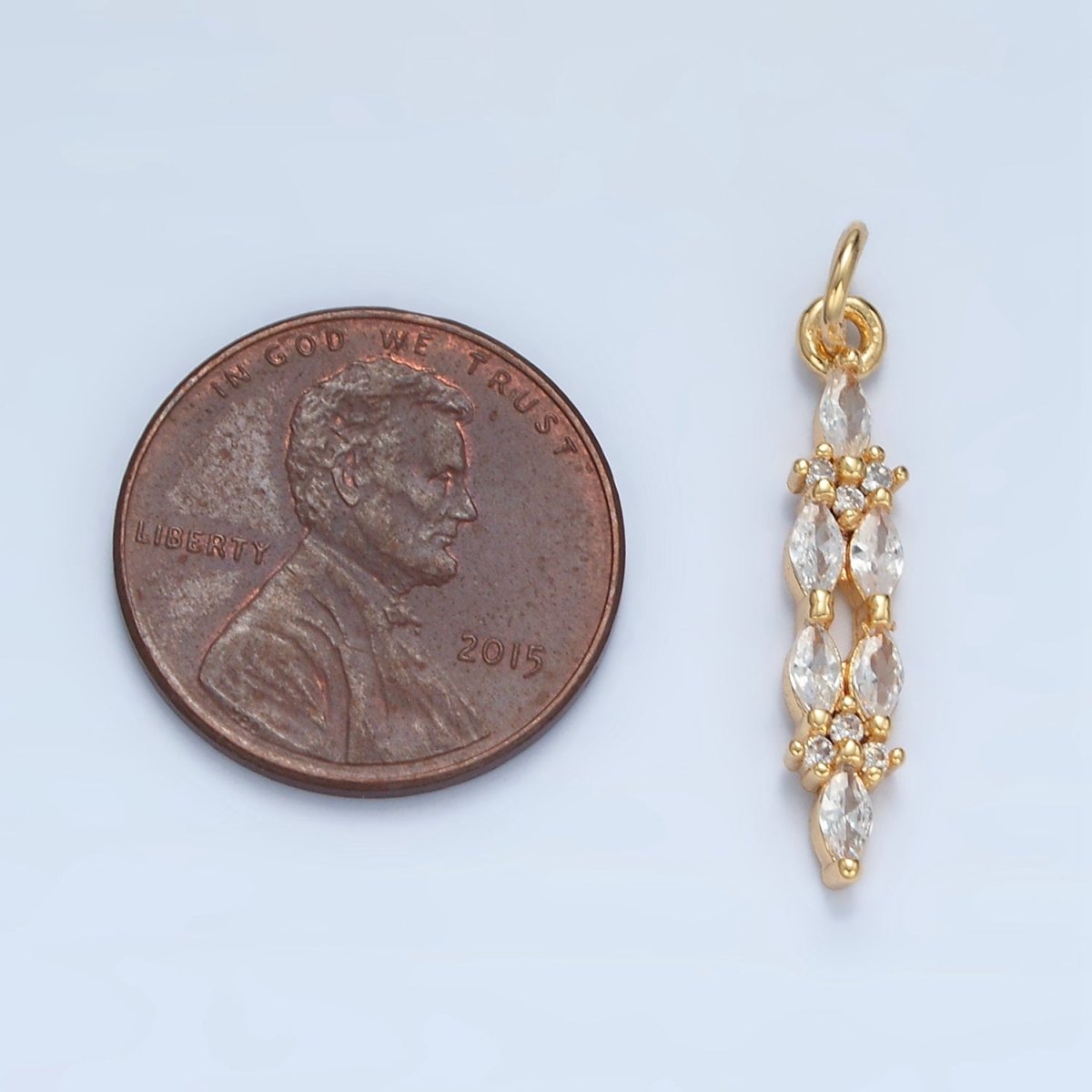 24K Gold Filled Clear CZ Marquise Linear Charm | M018