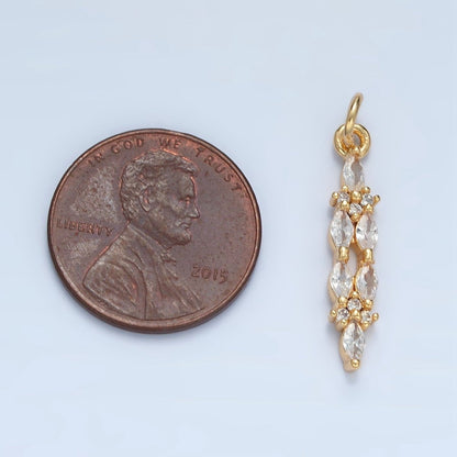 24K Gold Filled Clear CZ Marquise Linear Charm | M018