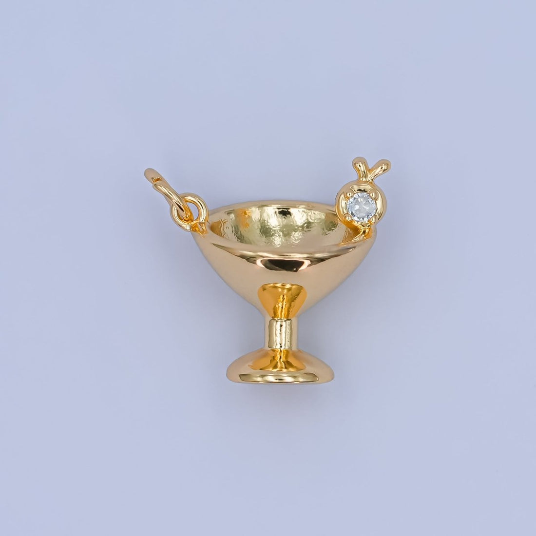 24K Gold Filled Clear CZ Martini Glass 3D Multidimensional Charm | C001