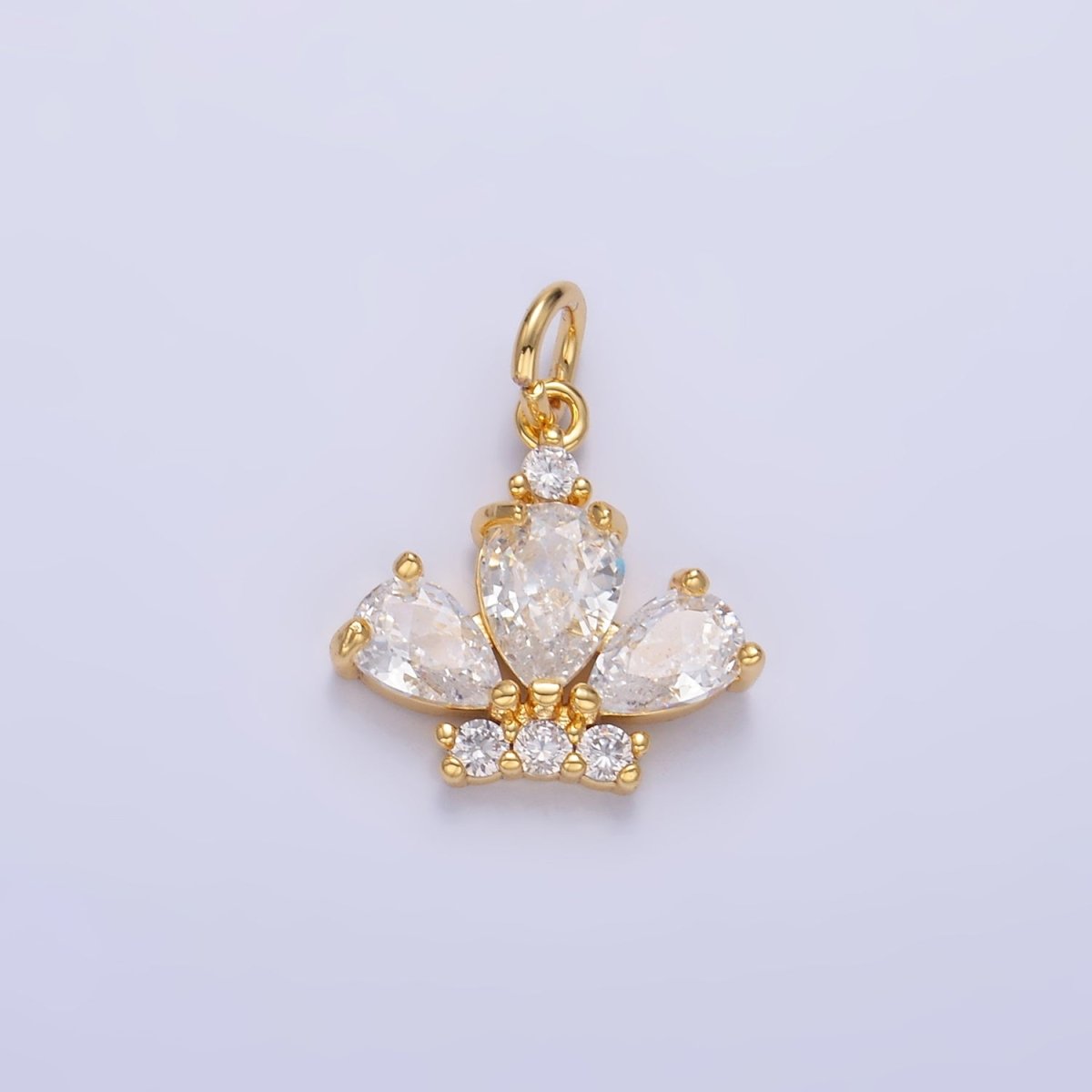 24K Gold Filled Clear CZ Micro Paved Crown Mini Charm in Gold &amp; Silver | W808