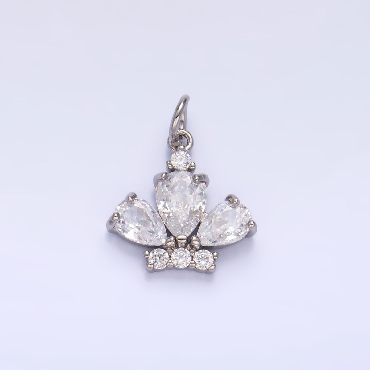 24K Gold Filled Clear CZ Micro Paved Crown Mini Charm in Gold &amp; Silver | W808