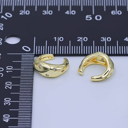 24K Gold Filled Clear CZ Molten Ear Cuff Earrings | AI179