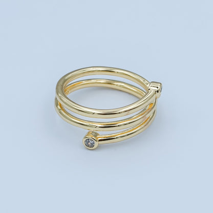 24K Gold Filled Clear CZ Multiple Band Wrap Ring in Gold &amp; Silver | O870 O878 - O880