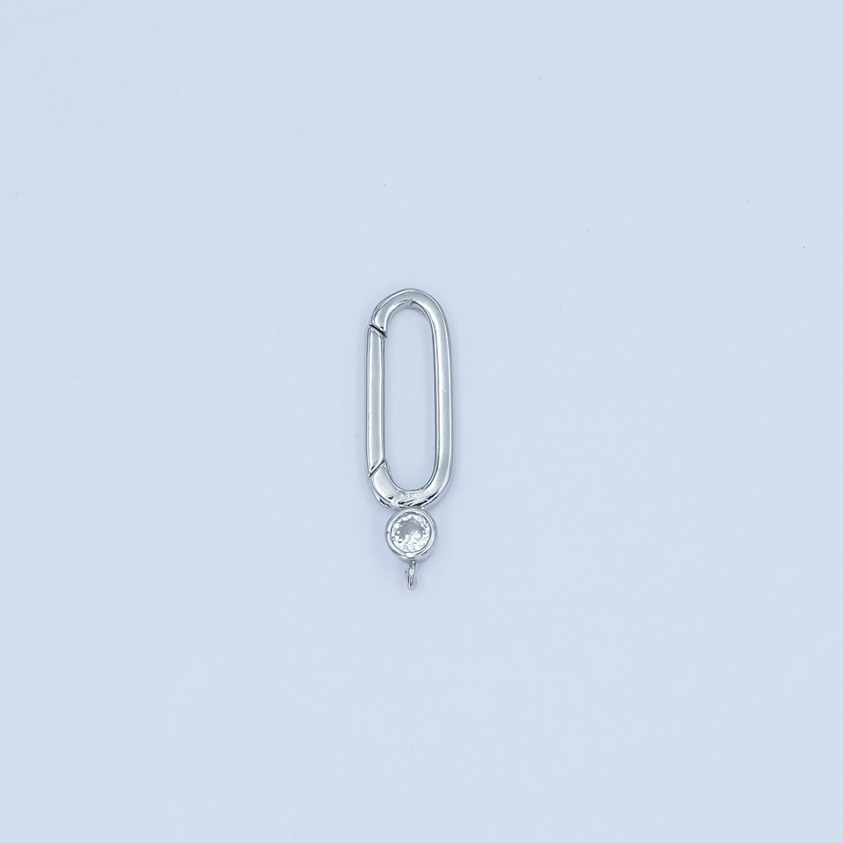 24K Gold Filled Clear CZ Oblong Push Gate Finding in Gold &amp; Silver | Z1097
