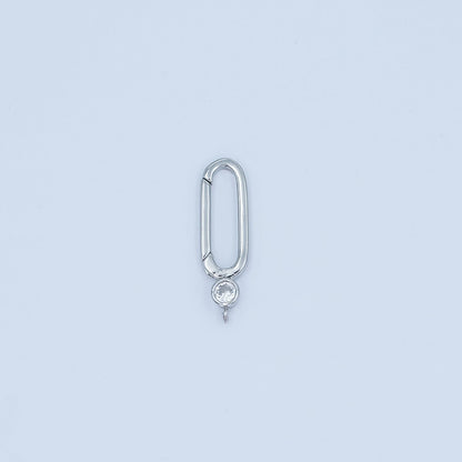 24K Gold Filled Clear CZ Oblong Push Gate Finding in Gold &amp; Silver | Z1097