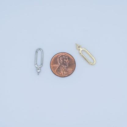 24K Gold Filled Clear CZ Oblong Push Gate Finding in Gold &amp; Silver | Z1097