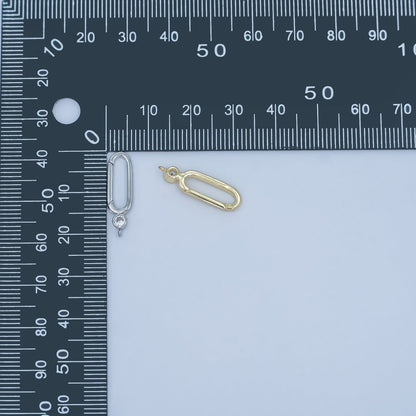 24K Gold Filled Clear CZ Oblong Push Gate Finding in Gold &amp; Silver | Z1097