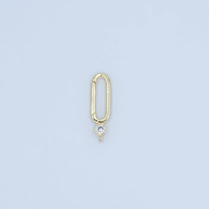 24K Gold Filled Clear CZ Oblong Push Gate Finding in Gold &amp; Silver | Z1097