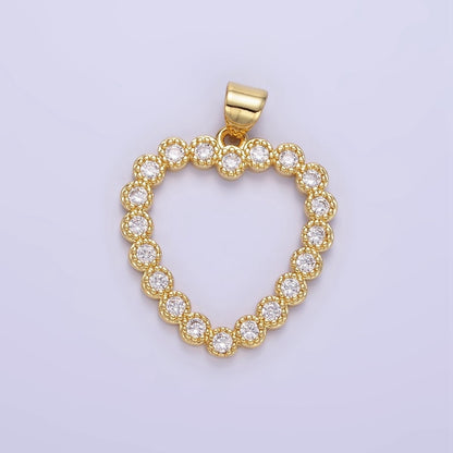 24K Gold Filled Clear CZ Open Heart Pendant | AA1339