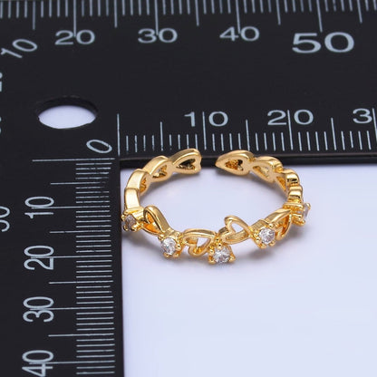 24K Gold Filled Clear CZ Open Heart Ring | O837
