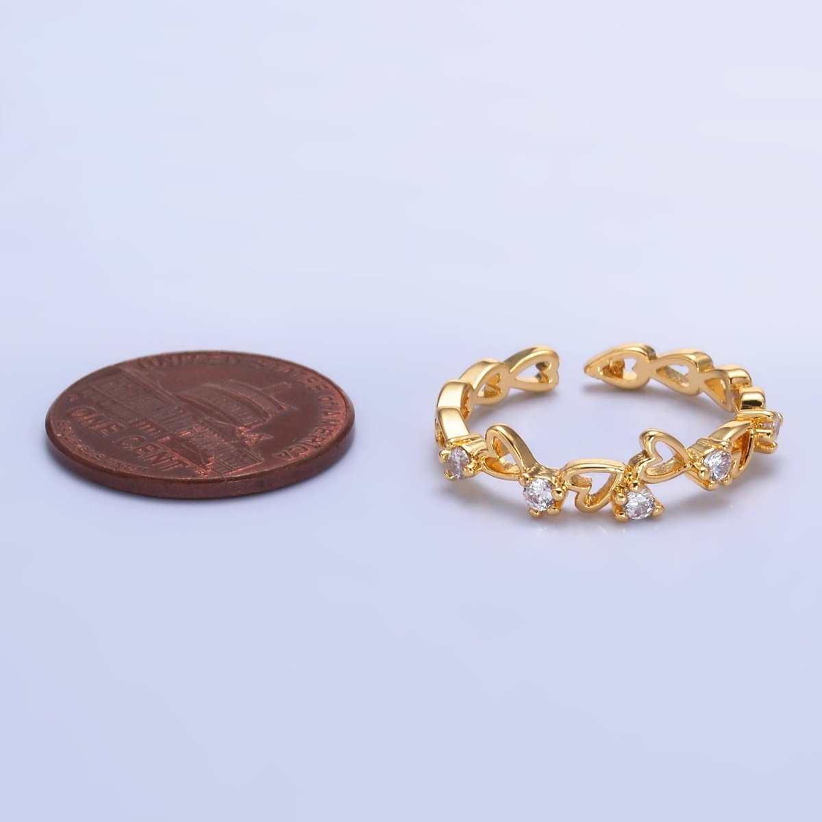 24K Gold Filled Clear CZ Open Heart Ring | O837