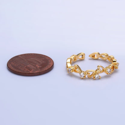 24K Gold Filled Clear CZ Open Heart Ring | O837
