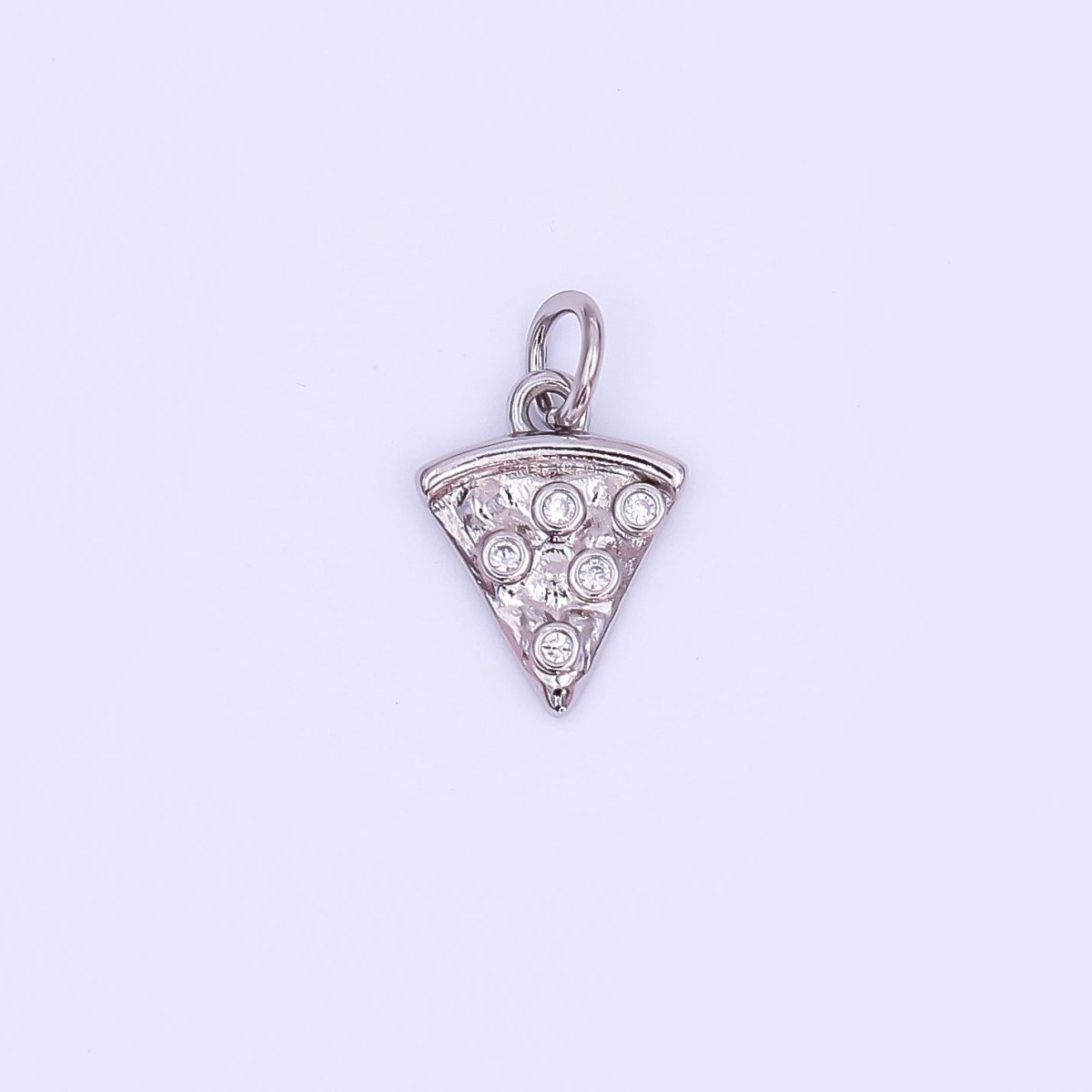 24K Gold Filled 12.5mm Clear CZ Pizza Slice Mini Charm in Gold &amp; Silver | AF438