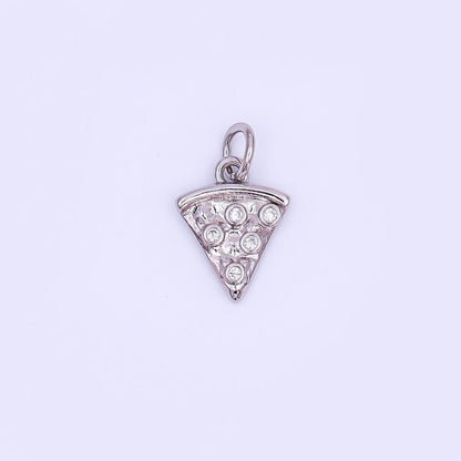24K Gold Filled 12.5mm Clear CZ Pizza Slice Mini Charm in Gold &amp; Silver | AF438