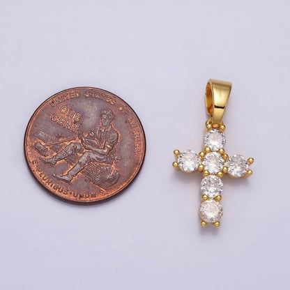 24K Gold Filled Clear CZ Religious 24mm Cross Pendant | AA442
