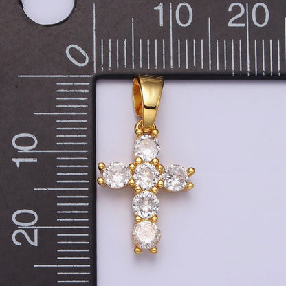 24K Gold Filled Clear CZ Religious 24mm Cross Pendant | AA442