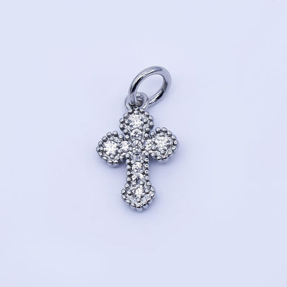 24K Gold Filled Clear CZ Religious Cross Charm in Gold &amp; Silver | C974