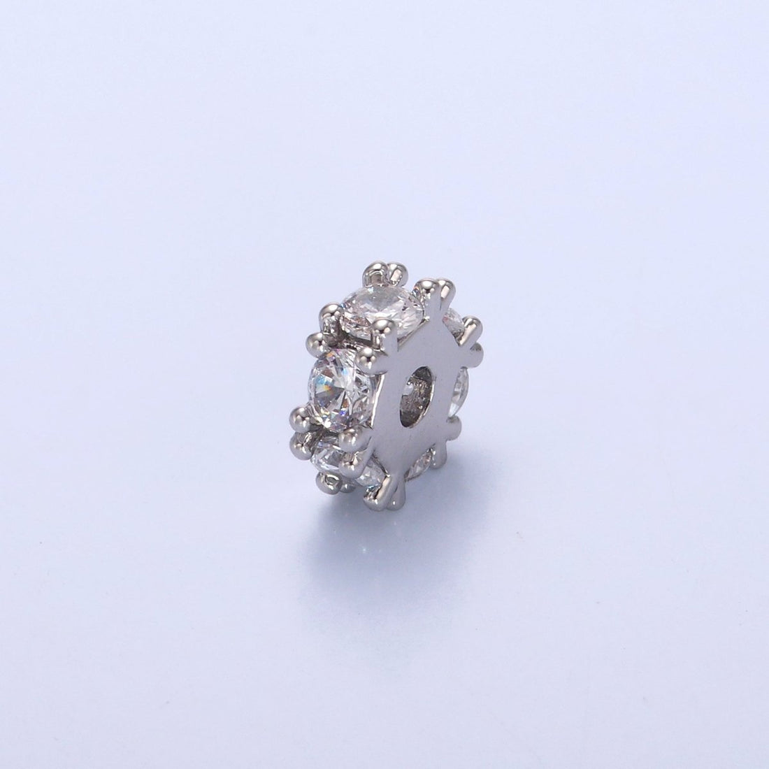 24K Gold Filled Clear CZ Rhondelle Bead in Gold &amp; Silver | B635