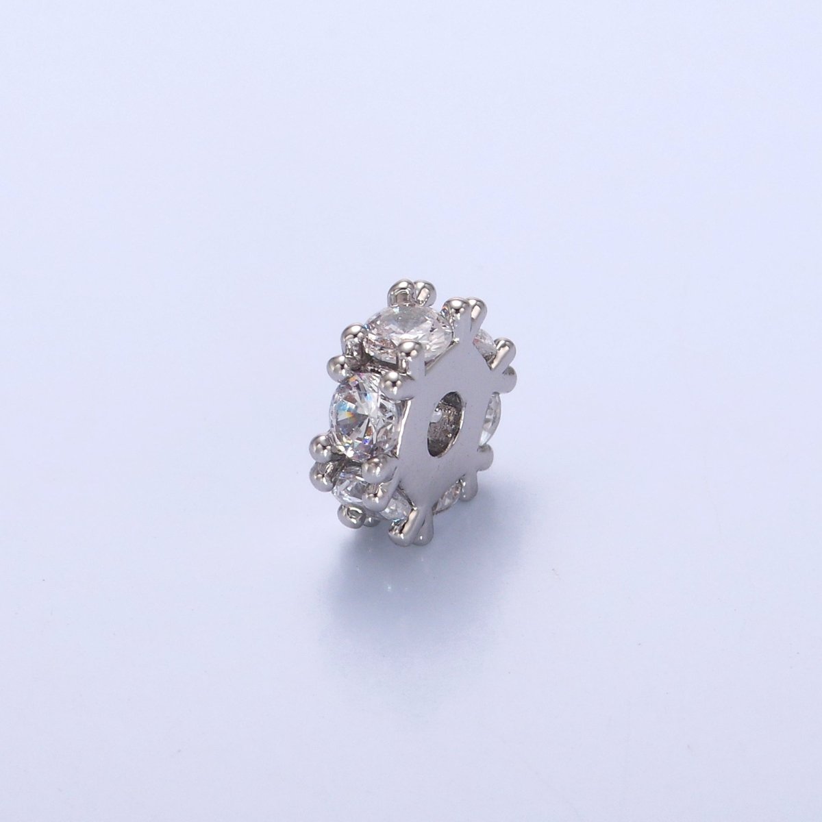 24K Gold Filled Clear CZ Rhondelle Bead in Gold &amp; Silver | B635