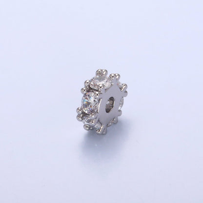 24K Gold Filled Clear CZ Rhondelle Bead in Gold &amp; Silver | B635