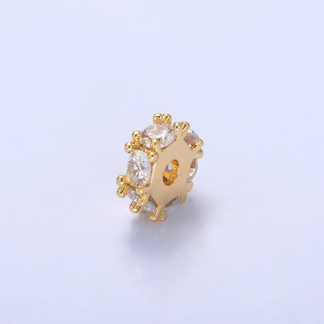24K Gold Filled Clear CZ Rhondelle Bead in Gold &amp; Silver | B635
