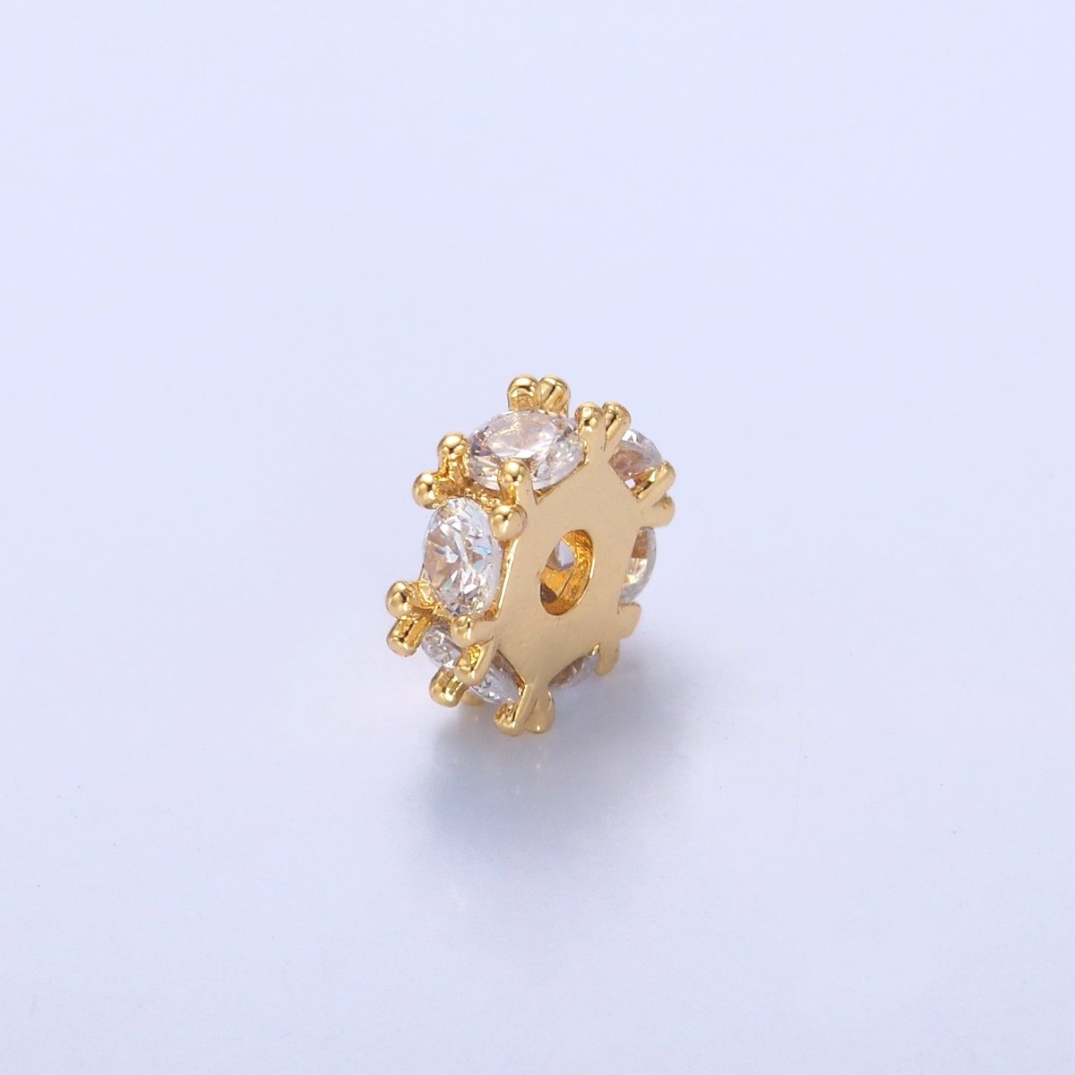 24K Gold Filled Clear CZ Rhondelle Bead in Gold &amp; Silver | B635