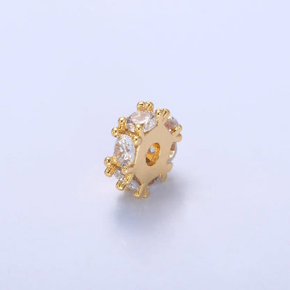 24K Gold Filled Clear CZ Rhondelle Bead in Gold &amp; Silver | B635