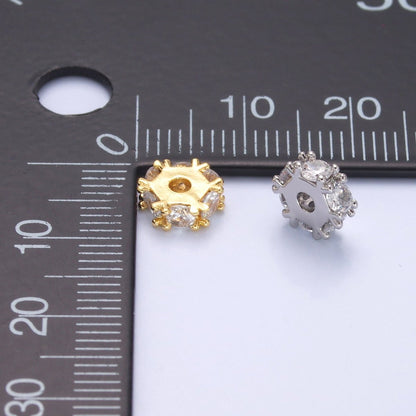 24K Gold Filled Clear CZ Rhondelle Bead in Gold &amp; Silver | B635