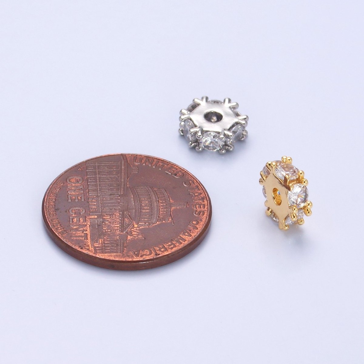 24K Gold Filled Clear CZ Rhondelle Bead in Gold &amp; Silver | B635