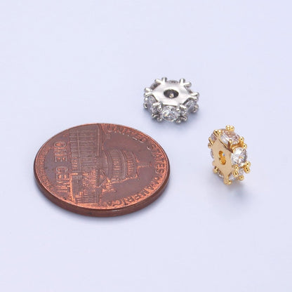 24K Gold Filled Clear CZ Rhondelle Bead in Gold &amp; Silver | B635