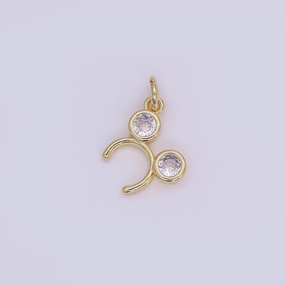 24K Gold Filled Clear CZ Round Headband Mini Charm | AF480