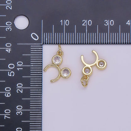 24K Gold Filled Clear CZ Round Headband Mini Charm | AF480