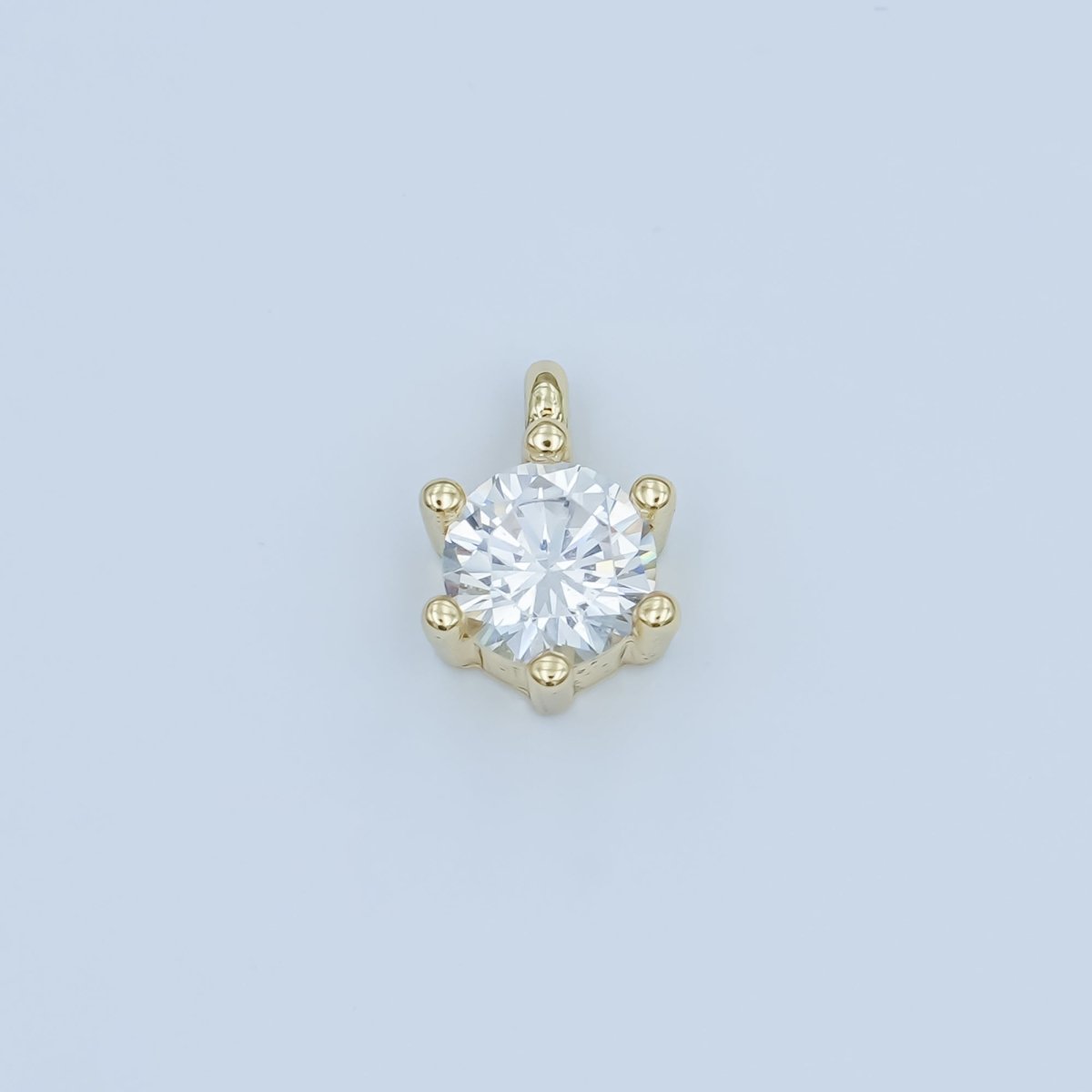 24K Gold Filled Clear CZ Round Mini Charm | M187