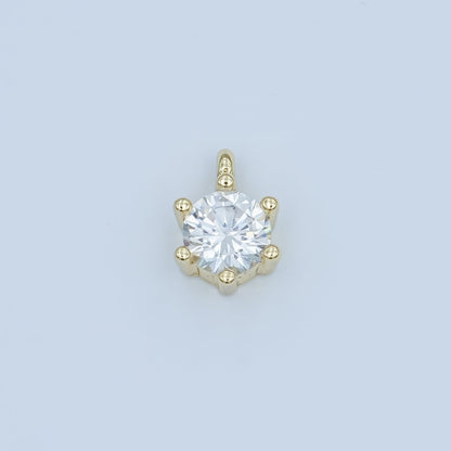 24K Gold Filled Clear CZ Round Mini Charm | M187