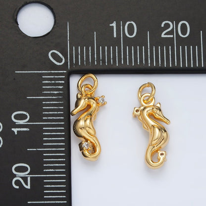 24K Gold Filled Clear CZ Seahorse Charm | AC-154