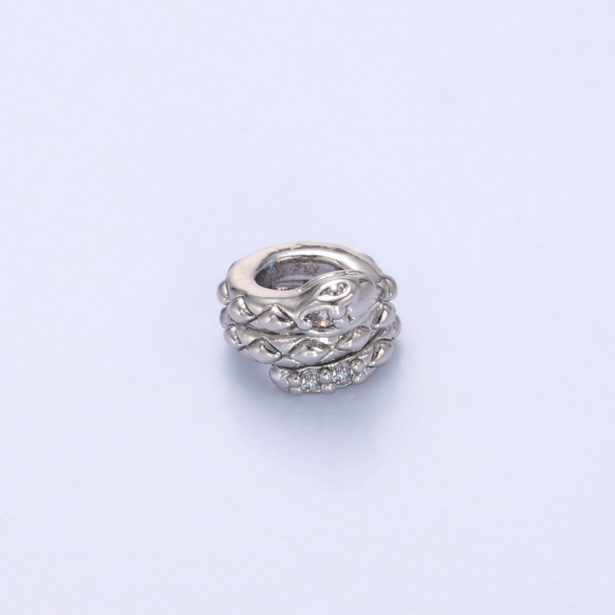 24K Gold Filled Clear CZ Snake Serpent Rondelle Bead in Gold &amp; Silver | B634
