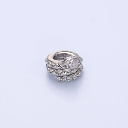 24K Gold Filled Clear CZ Snake Serpent Rondelle Bead in Gold &amp; Silver | B634