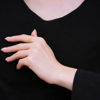 24K Gold Filled Clear CZ Square Cluster Adjustable Ring | O1182