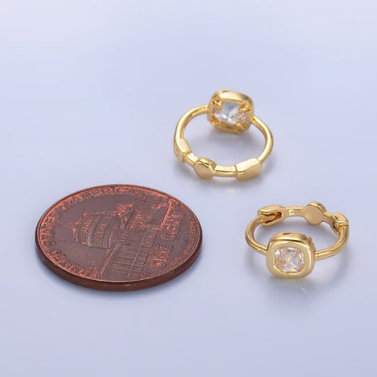 24K Gold Filled Clear CZ Square Huggie Earrings | AB1054