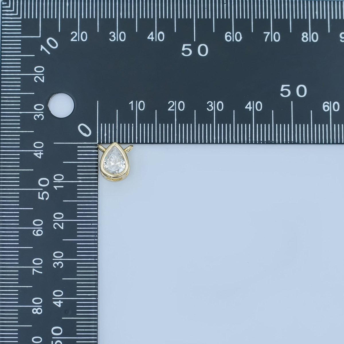 24K Gold Filled Clear CZ Teardrop Bezel Connector | Y013