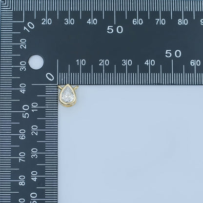 24K Gold Filled Clear CZ Teardrop Bezel Connector | Y013