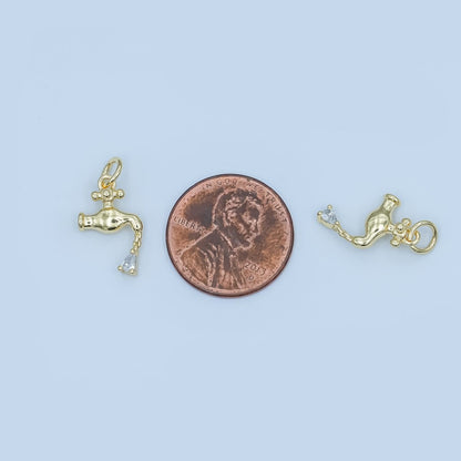 24K Gold Filled Clear CZ Teardrop Faucet Tap Water Charm | E349