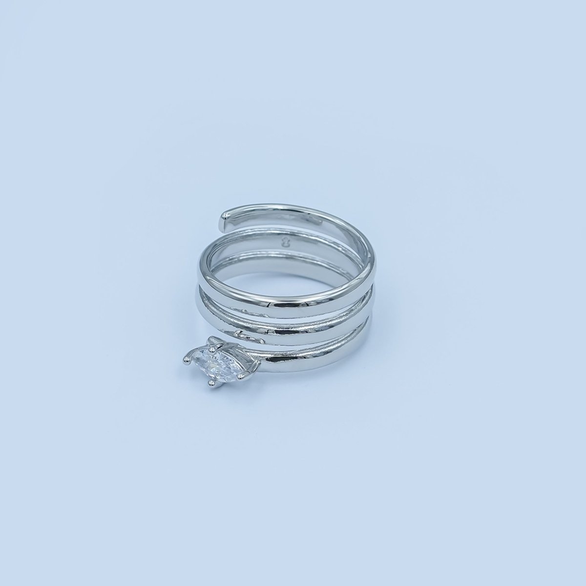 24K Gold Filled Clear CZ Teardrop Multiple Band Wrap Ring in Gold &amp; Silver | O920 O923 O986 O987