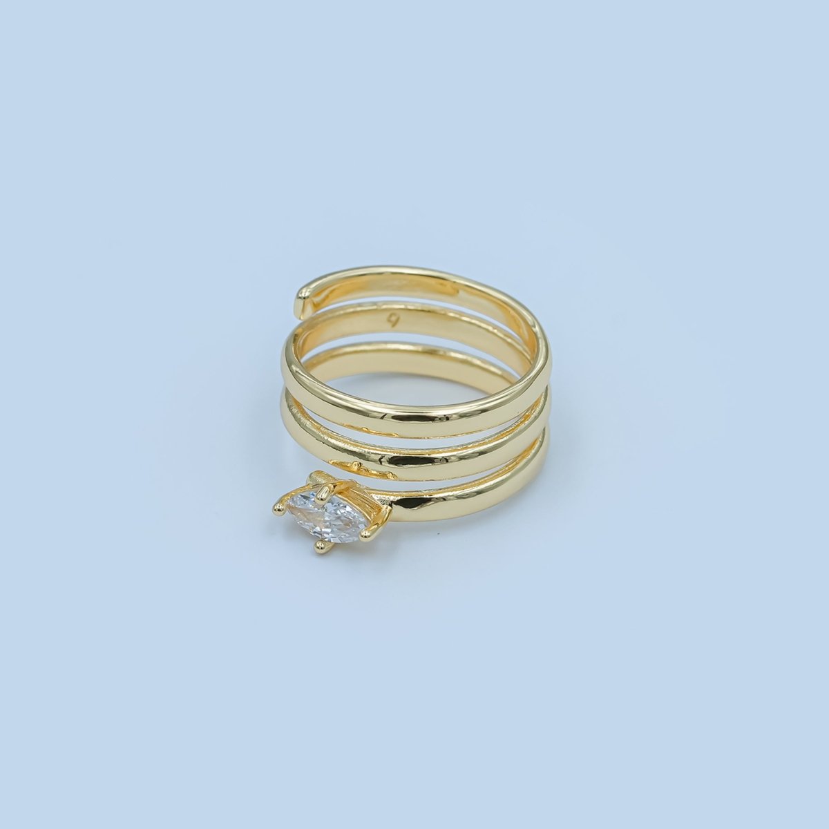 24K Gold Filled Clear CZ Teardrop Multiple Band Wrap Ring in Gold &amp; Silver | O920 O923 O986 O987