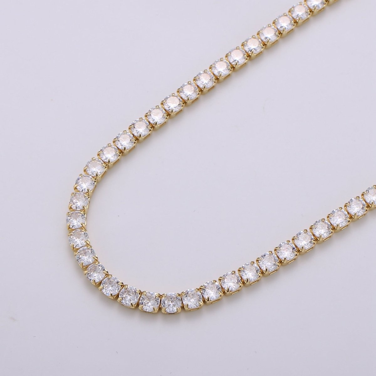 24K Gold Filled Clear CZ Tennis 18 Inch Layering Chain Necklace in Gold &amp; Silver | WA-680 WA-681 Clearance Pricing