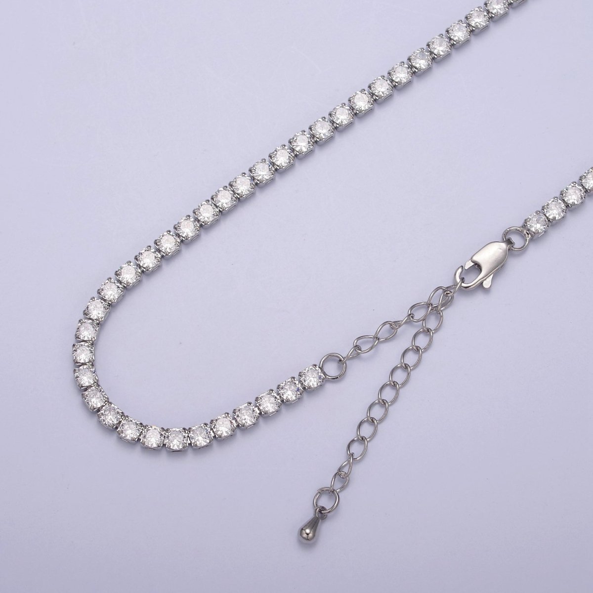 24K Gold Filled Clear CZ Tennis 18 Inch Layering Chain Necklace in Gold &amp; Silver | WA-680 WA-681 Clearance Pricing